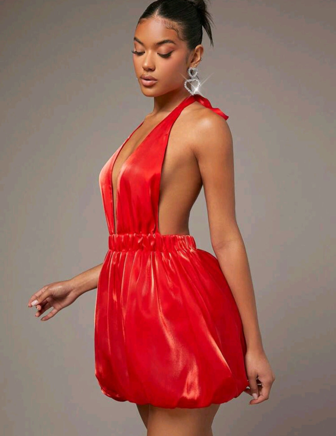 Molly Backless Halter Neck Mini Dress - Red