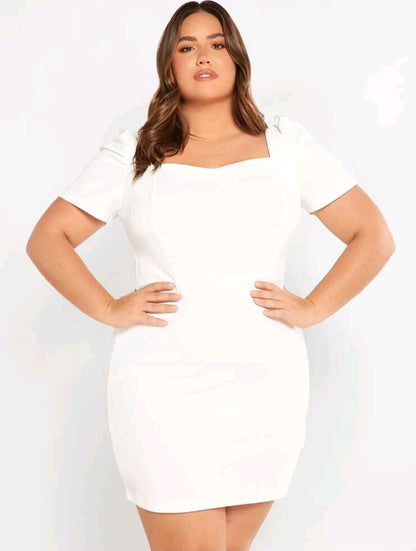 Stacy Puff Sleeve Mini Dress - White