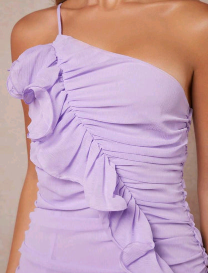 Kendall One Shoulder Ruffle Trim Dress