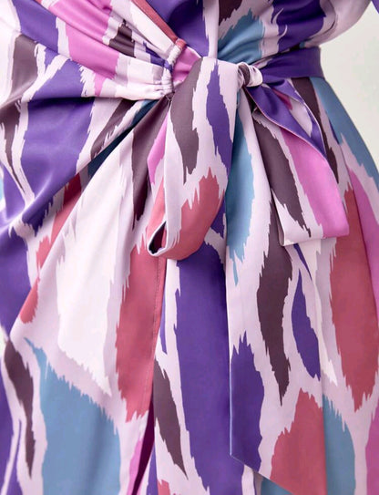 Geneva Knot Side Wrap Midi Dress