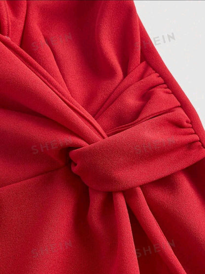 Ricki Twist Halter Dress - Red