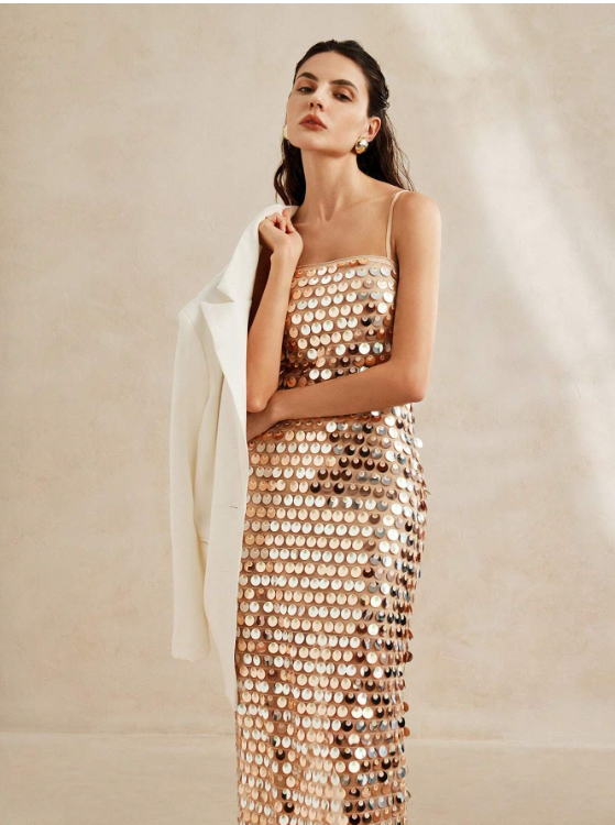 EMMA SEQUIN MAXI DRESS - GOLD