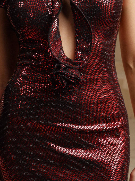 JIKIA SEQUIN ROSES MAXI DRESS
