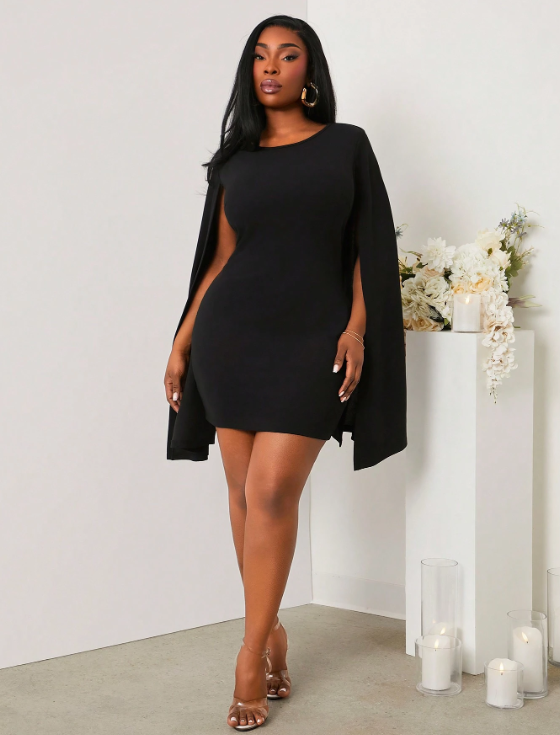 KIM CLOAK MINI DRESS - BLACK