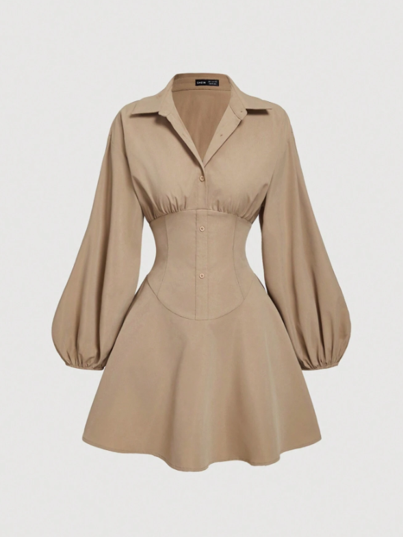 MORGANE PUFF SLEEVE SHIRT DRESS