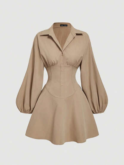 MORGANE PUFF SLEEVE SHIRT DRESS