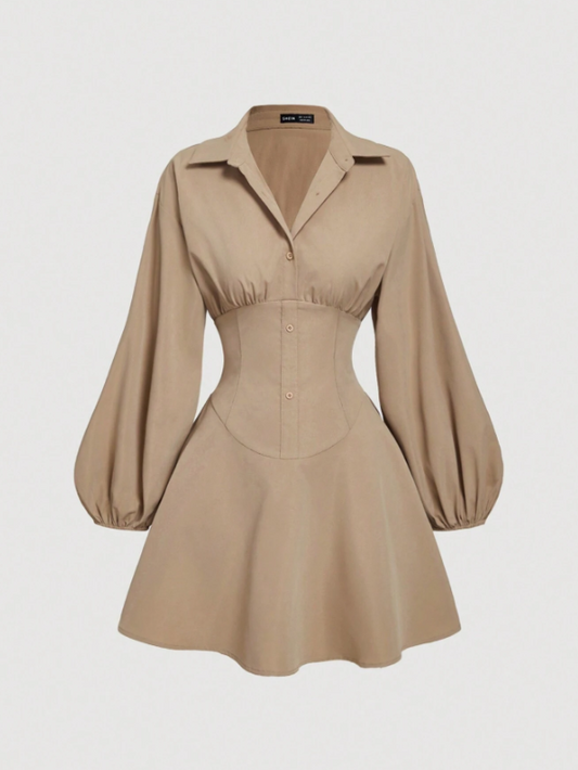 MORGANE PUFF SLEEVE SHIRT DRESS