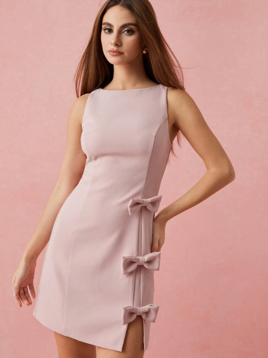 SOLENNA BOW MINI DRESS - PINK