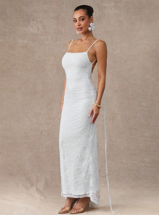 MIA BACKLESS LACE MAXI DRESS