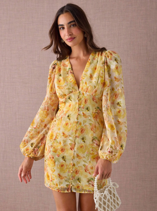 SOPHIE FLORAL PUFF SLEEVE DRESS