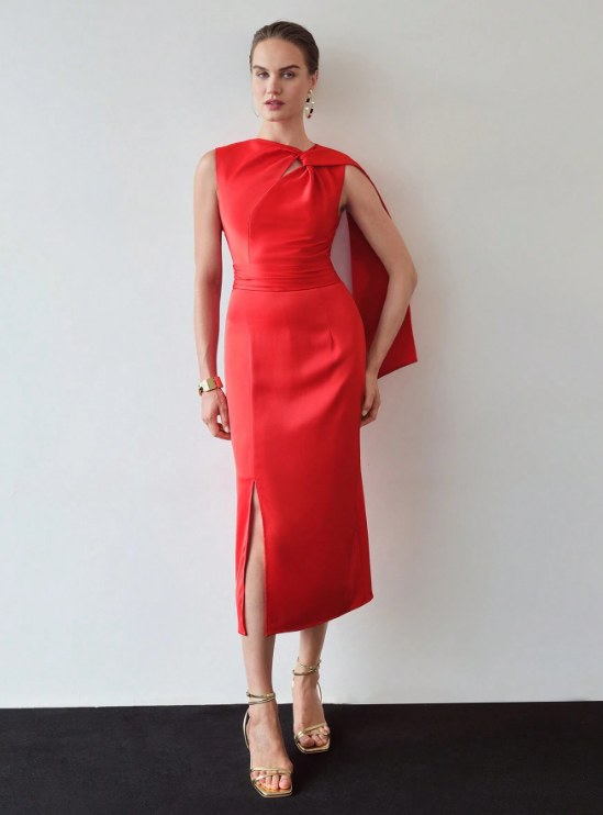 JOSIANA FITTED WAIST SPLIT SIDE DRESS