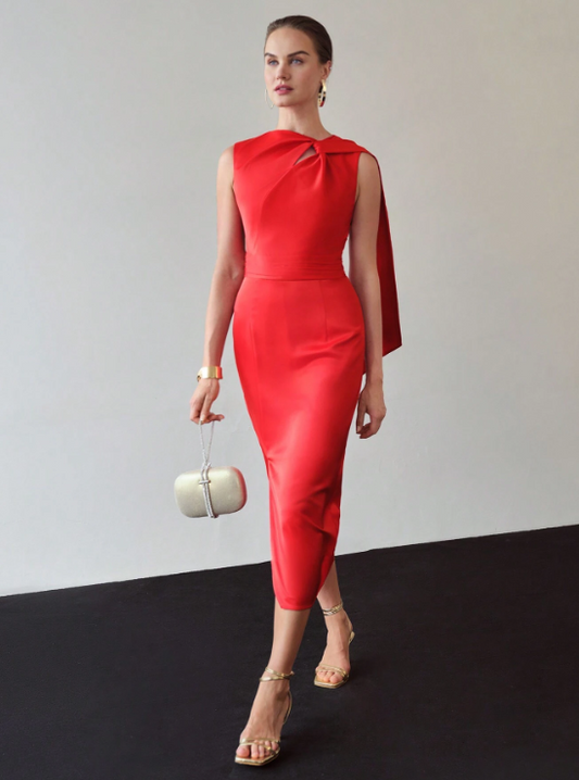 JOSIANA FITTED WAIST SPLIT SIDE DRESS