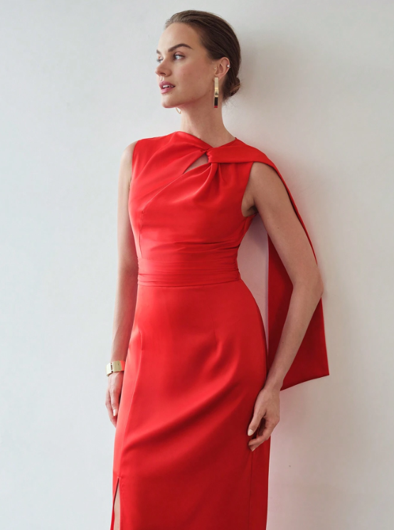 JOSIANA FITTED WAIST SPLIT SIDE DRESS