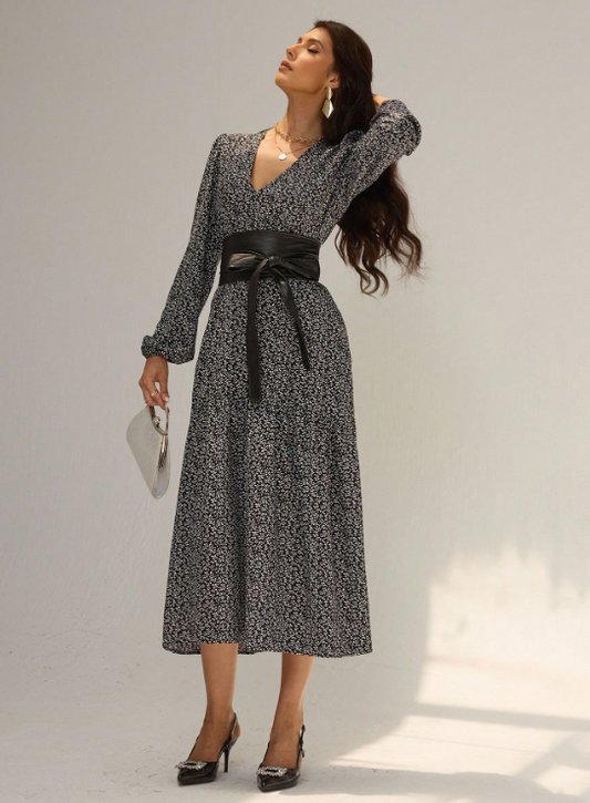 ALARA DITSY FLORAL DRESS WITH BELT