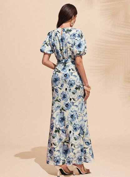 JANNIS ASYMMETRIC FLORAL DRESS