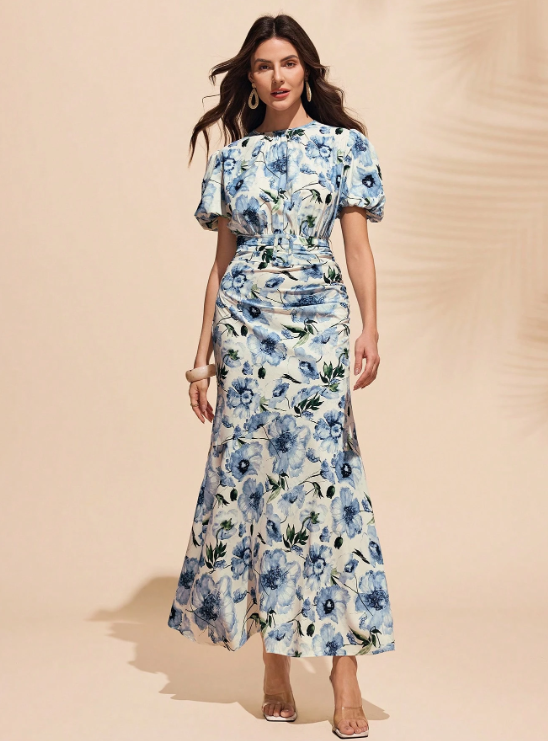 JANNIS ASYMMETRIC FLORAL DRESS