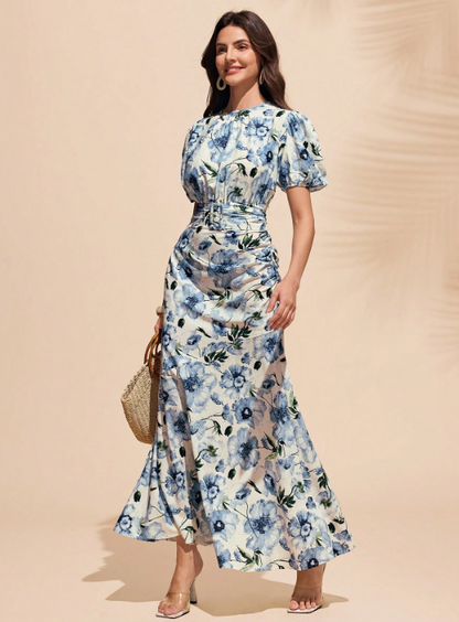 JANNIS ASYMMETRIC FLORAL DRESS