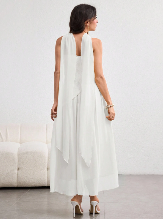 NINA ASYMMETRICAL FLOUNCE DRESS