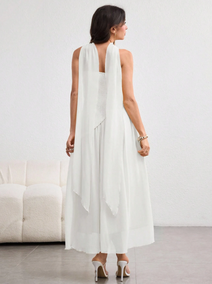 NINA ASYMMETRICAL FLOUNCE DRESS