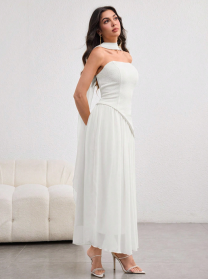NINA ASYMMETRICAL FLOUNCE DRESS