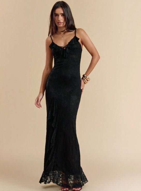 KYLIE LACE RUFFLES MAXI DRESS