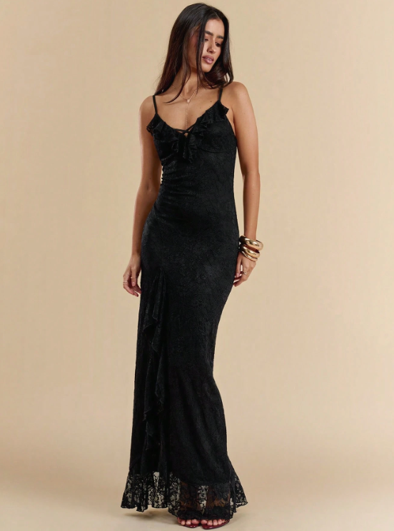 KYLIE LACE RUFFLES MAXI DRESS