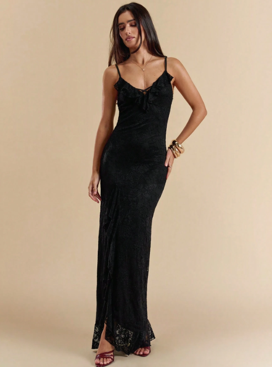 KYLIE LACE RUFFLES MAXI DRESS