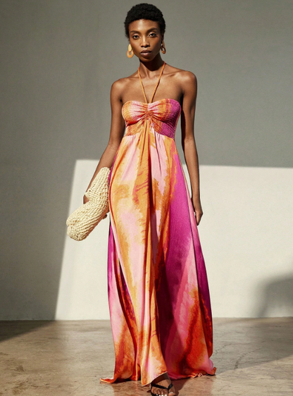 SARA CHIFFON TIE-DYE MAXI DRESS