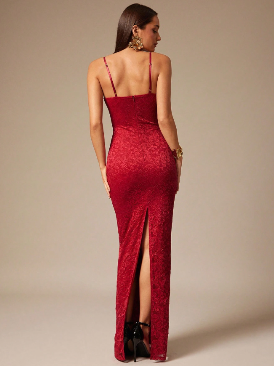 DELLA LACE MAXI DRESS - RED