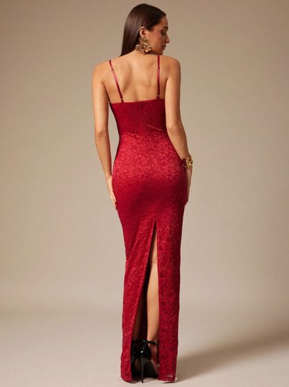 DELLA LACE MAXI DRESS - RED