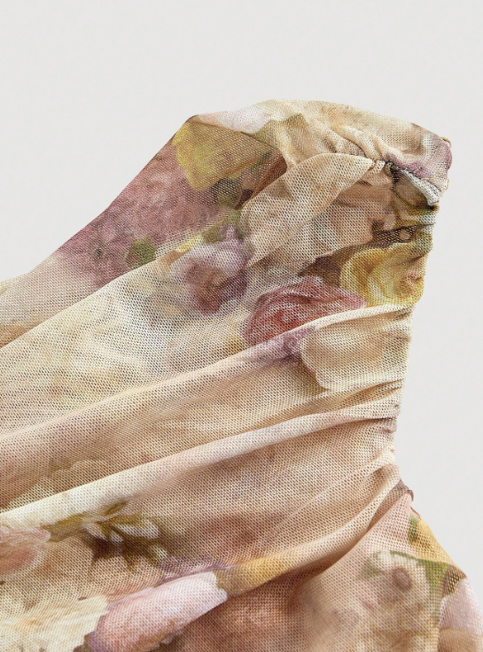 PEACHY FLORAL MIDI DRESS
