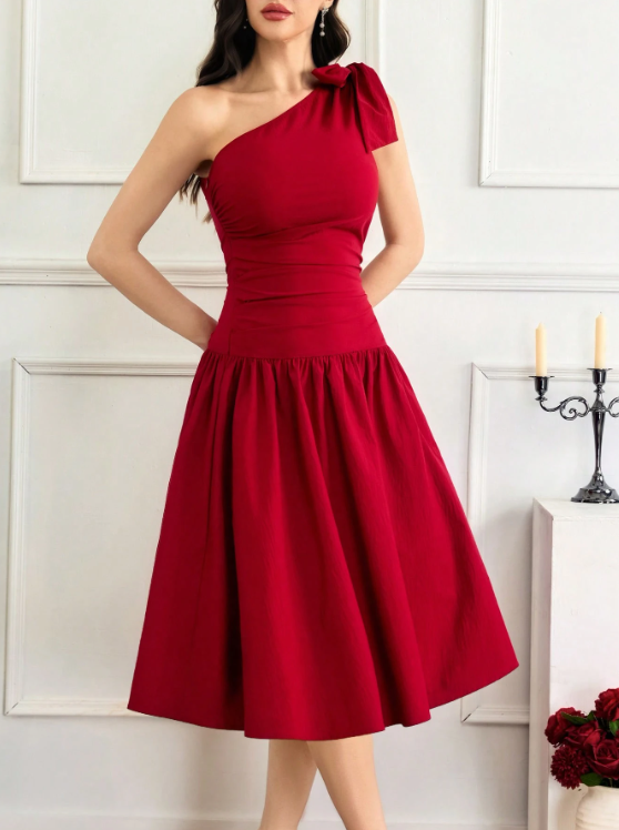 KATINA MIDI DRESS-RED