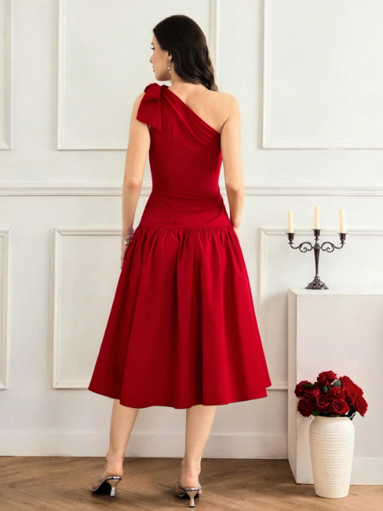 KATINA MIDI DRESS-RED