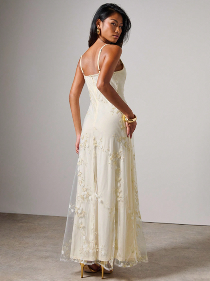 KELLY EMBROIDERY FLORAL MAXI DRESS