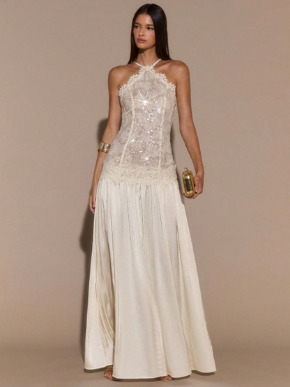 CONSTANCE APRICOT LACE MAXI DRESS