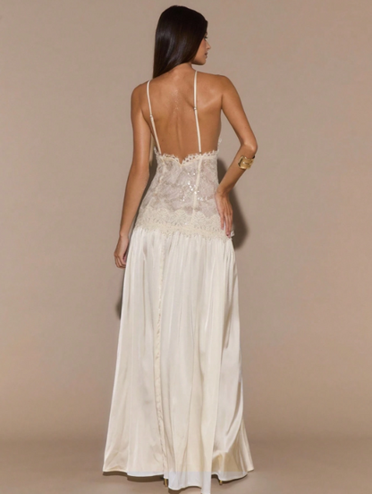 CONSTANCE APRICOT LACE MAXI DRESS