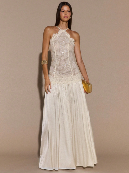 CONSTANCE APRICOT LACE MAXI DRESS