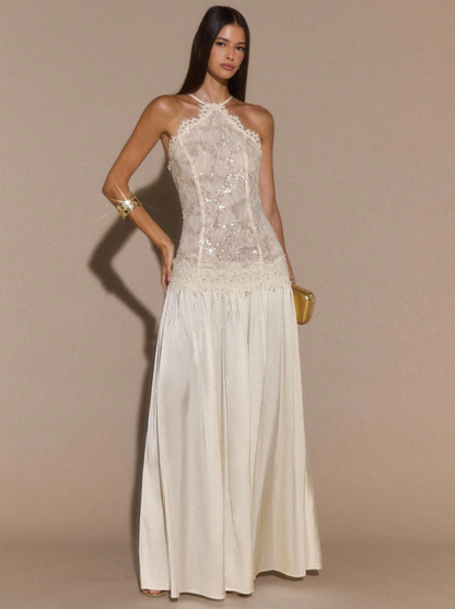 CONSTANCE APRICOT LACE MAXI DRESS