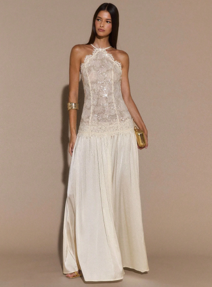 CONSTANCE APRICOT LACE MAXI DRESS