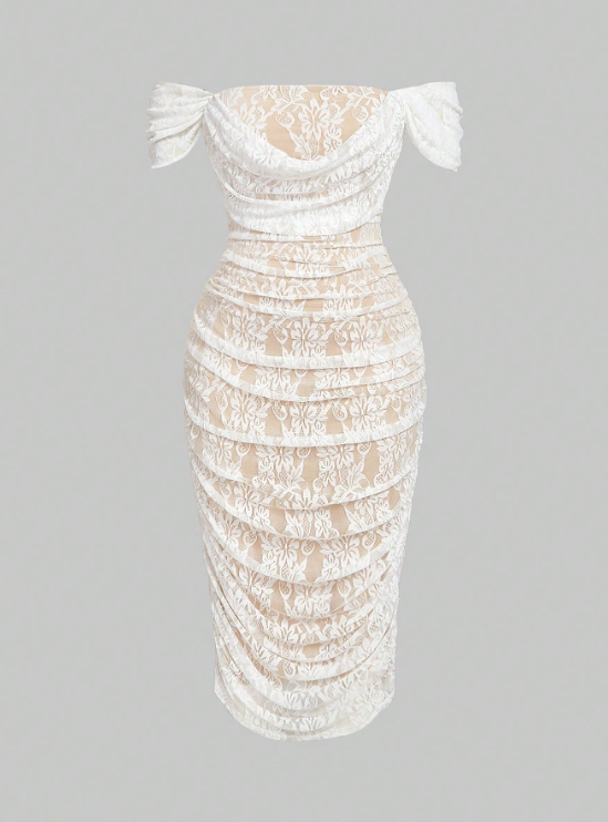SANDRA LACE OFF-SHOULDER DRESS