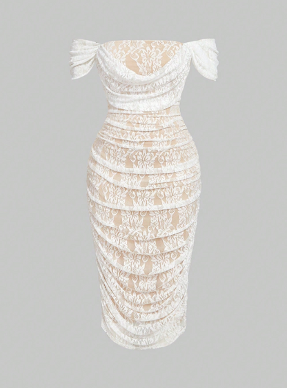 SANDRA LACE OFF-SHOULDER DRESS