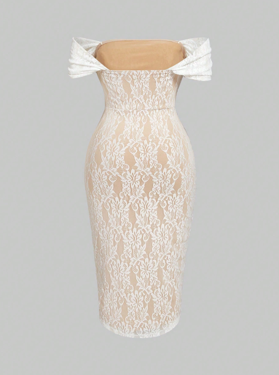 SANDRA LACE OFF-SHOULDER DRESS