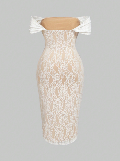 SANDRA LACE OFF-SHOULDER DRESS