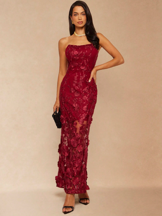 FLORENCE FLORAL STRAPLESS DRESS