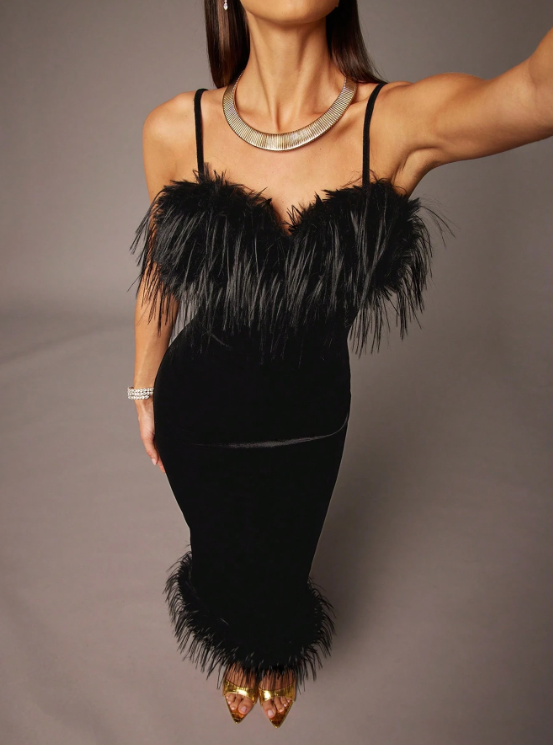 STELLA VELVET MIDI DRESS