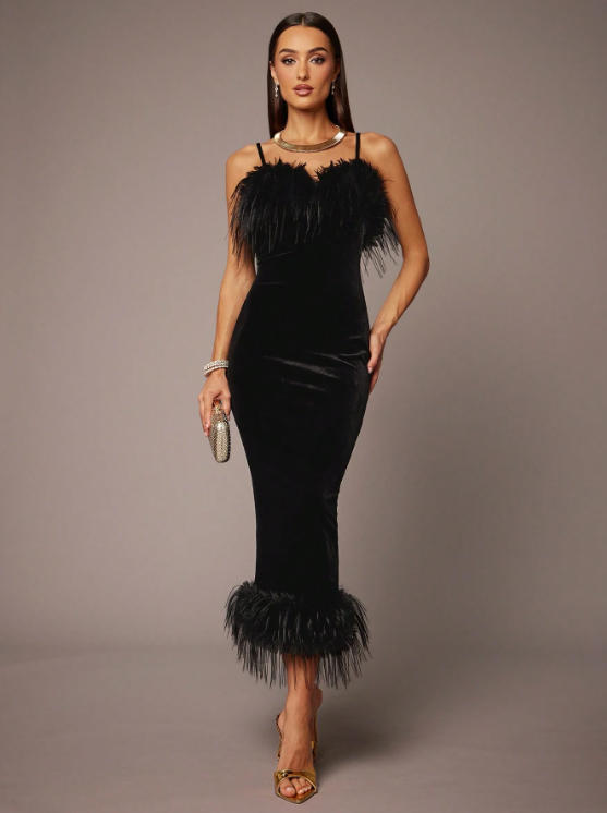 STELLA VELVET MIDI DRESS