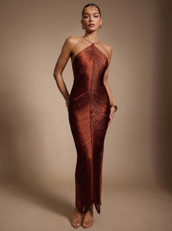 SARA TASSEL FRINGE MAXI DRESS