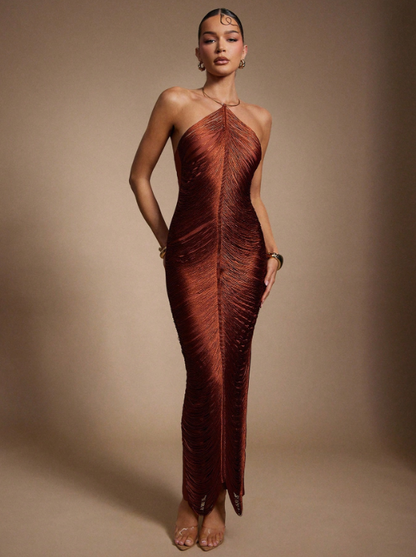 SARA TASSEL FRINGE MAXI DRESS