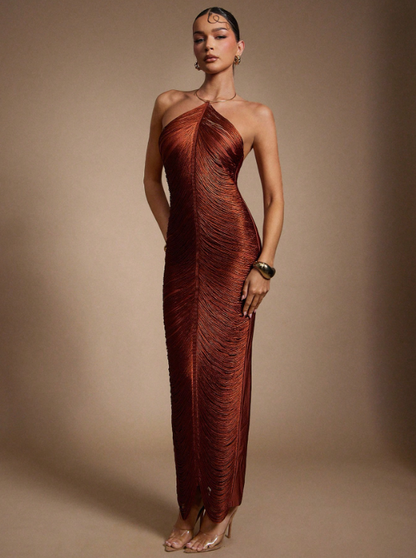 SARA TASSEL FRINGE MAXI DRESS