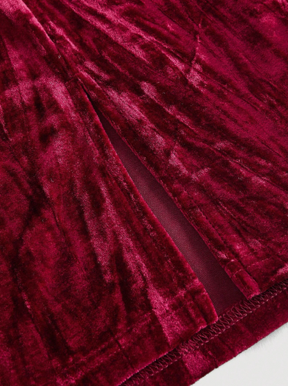 CLARA VELVET MIDI DRESS-BURGUNDY